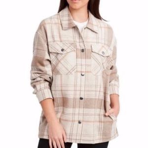 Beige plaid flannel shacket - size L